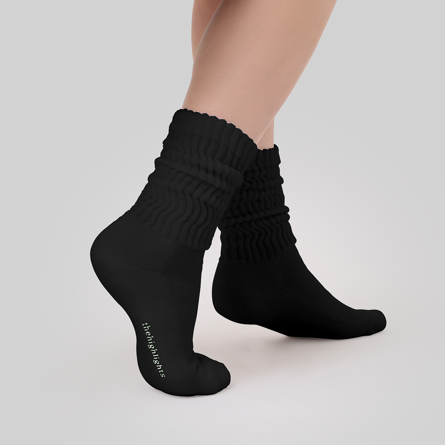 '2pair socks' loose-rib pile socks black